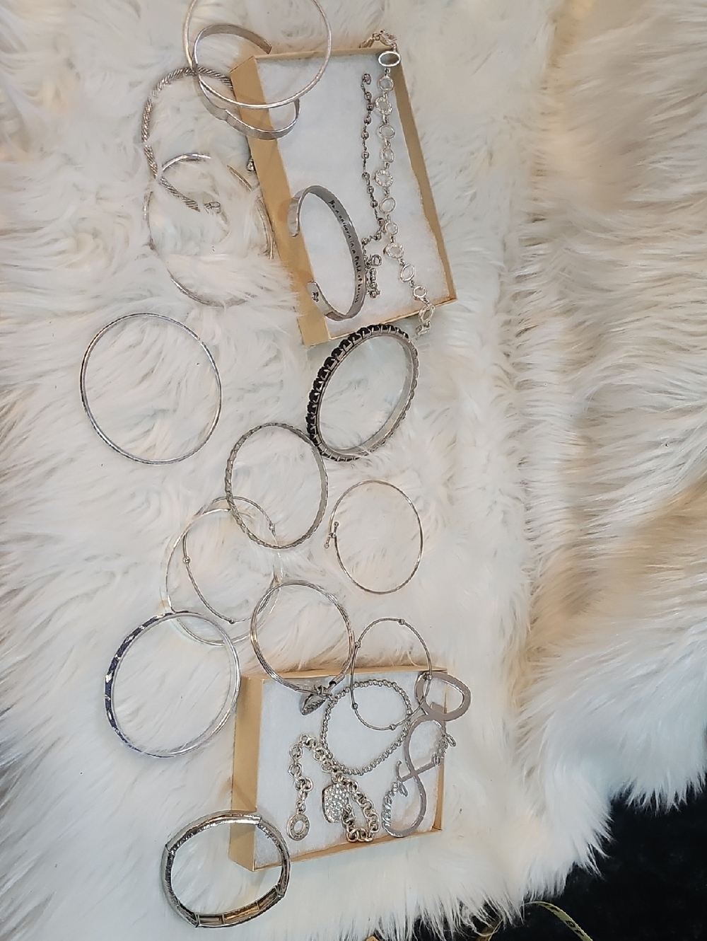 Lot Of 19 Silver Tone Women's Bracelet and Bangle Set - Multiple Styles #30